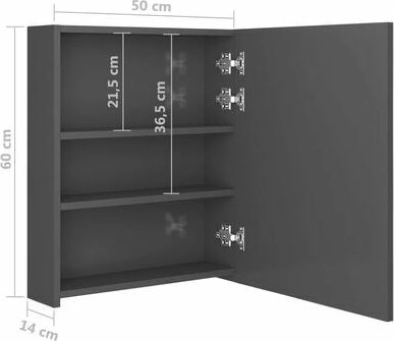 vidaXL 326483 Ορθογώνιος Καθρέπτης Μπάνιου με Ντουλάπι 50x60cm