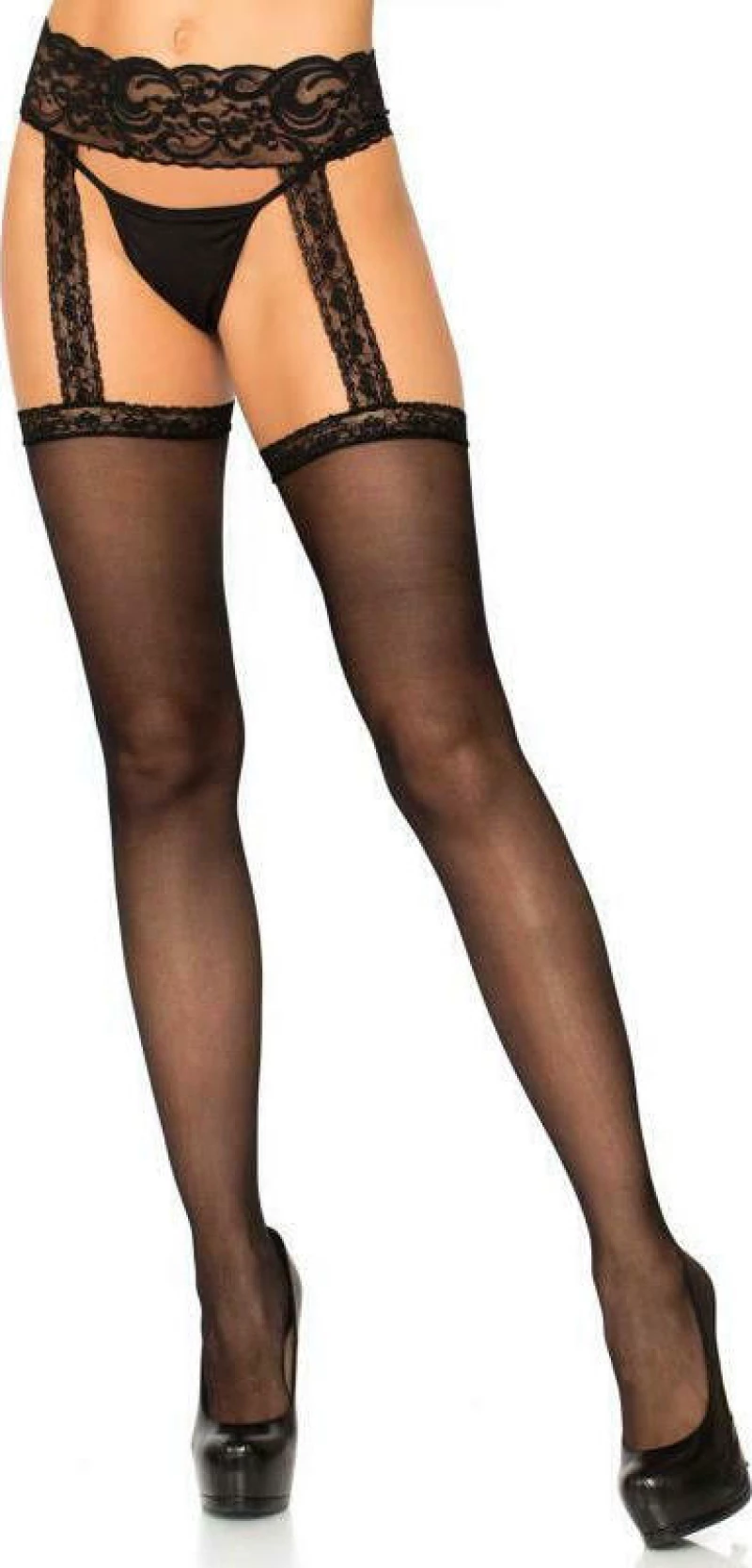 Leg Avenue Sheer Thigh Highs Black