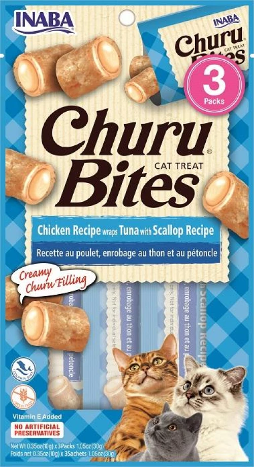 Λιχουδιά Churu Cat Bites Chicken Tuna and scallop 3 x 10gr