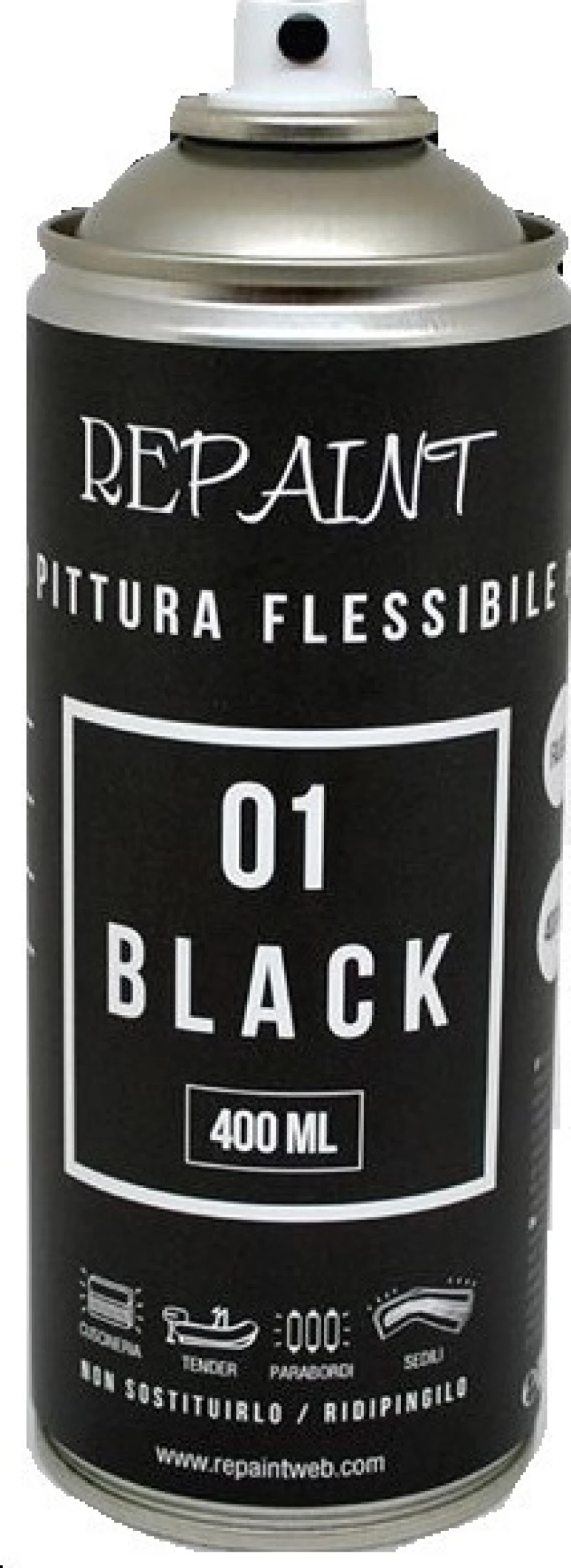 ΣΠΡΕI ΕΛΑΣΤΙΚΟ ΧΡΩΜΑ ΒΑΦΗΣ ΦΟΥΣΚΩΤΩΝ PVC 400ml ΜΑΥΡΟ REPAINT 60.ES.02 - 60.ES.02