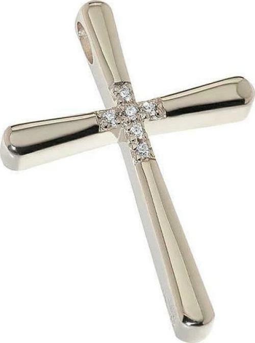 BabyQ Λευκός Λευκόχρυσος Σταυρός 14K