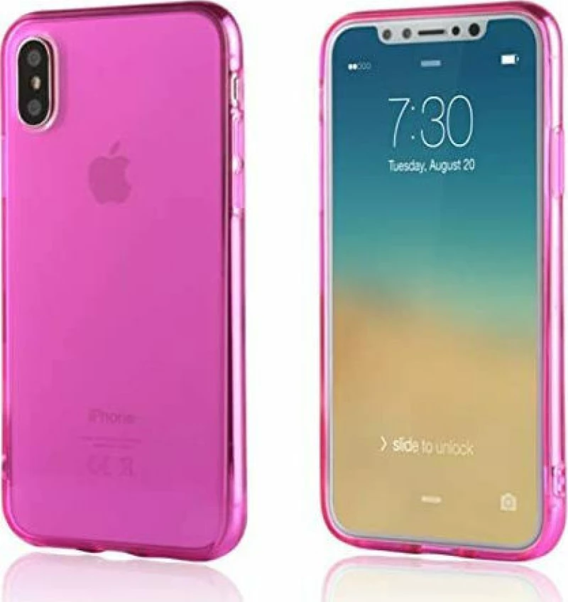 Apple iPhone Xs Max 6.5" - Slim Liquid Silicone Gel Rubber Case transparent Hot Pink (oem)