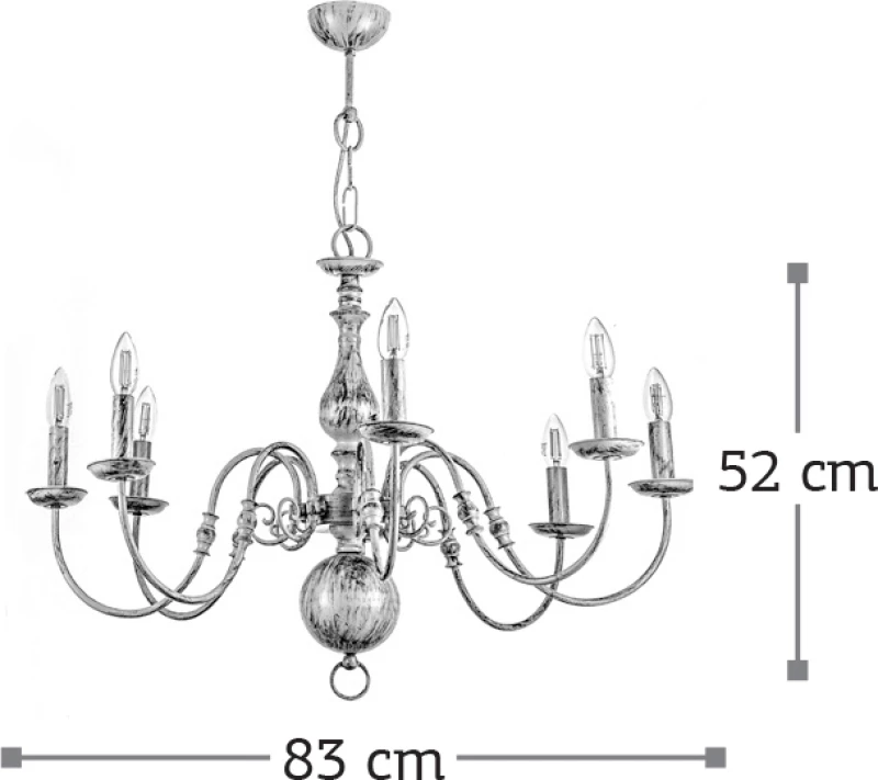 Inlight Πολυέλαιος 8xE14 Ø83cm με Καπέλα Λευκός 5311-8