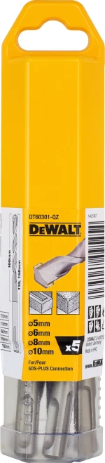Dewalt Σετ Τρυπάνια Δομικών Υλικών SDS Plus 5-10mm DT60301 5τμχ