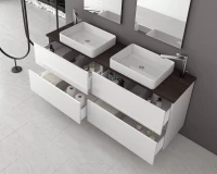 Drop Luxus 160 Πάγκος με Νιπτήρα & Καθρέπτη με Φως Μελαμίνη 81x40x50cm Λευκός