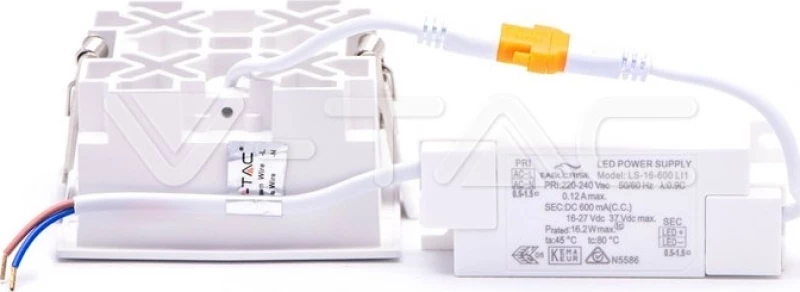 V-TAC LED Μεταλλικό Σποτ Χωνευτό Samsung SMD 16W 4000K 9.3x9.3cm Λευκό