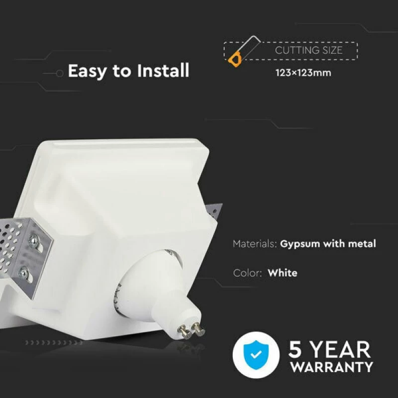 V-TAC Γύψινο Πλαίσιο Σποτ για GU10 MR16 12x12cm Λευκό