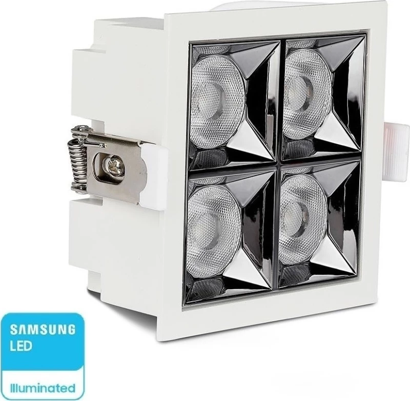V-TAC LED Μεταλλικό Σποτ Χωνευτό Samsung SMD 16W 2700K 9.3x9.3cm Λευκό