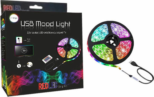 Ταινία LED RGB 3m με Τροφοδοτικό και Τηλεχειριστήριο SMD5050 USB (5V) Redled
