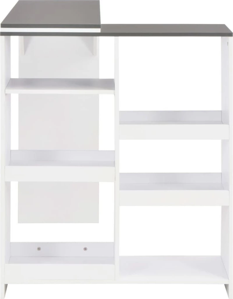 Τραπέζι Μπαρ με Κινητή Ραφιέρα Λευκό 138 x 39 x 110 εκ.