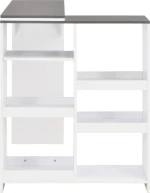 Τραπέζι Μπαρ με Κινητή Ραφιέρα Λευκό 138 x 39 x 110 εκ.
