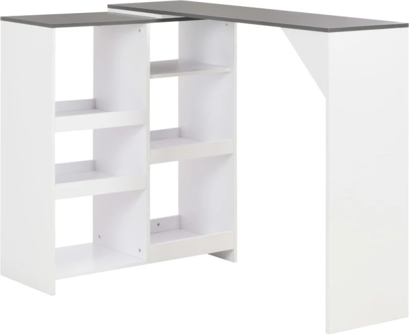 Τραπέζι Μπαρ με Κινητή Ραφιέρα Λευκό 138 x 39 x 110 εκ.