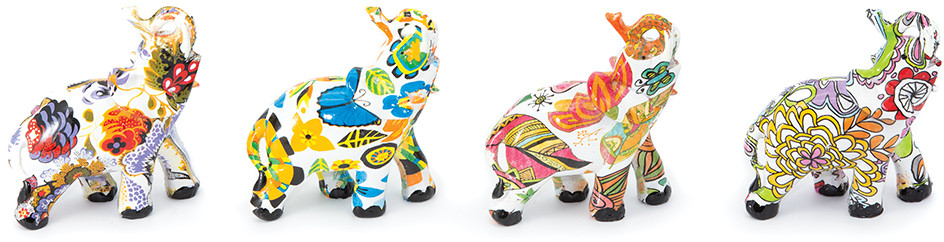 Ελέφαντας διακοσμητικός πολύχρωμος Polyresin 8x8cm syllogi ΦΤ-1219-3