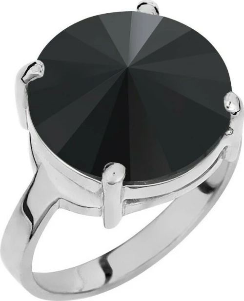 Δαχτυλίδι Σε Ασήμι 925 Και μαύρη πέτρα P.Q. EUROPEAN CRYSTALS / AD-58753BL1