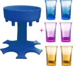 Μπλε διανεμητής ποτού με 6 χρωματιστά σφηνοπότηρα