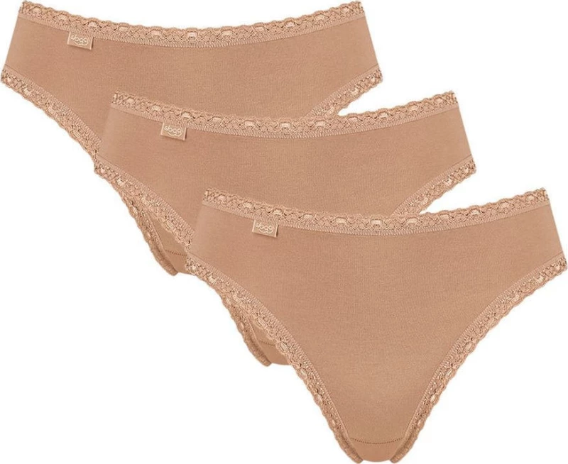 Sloggi 24/7 Tai Βαμβακερά Slip 3Pack με Δαντέλα σε Μπεζ χρώμα