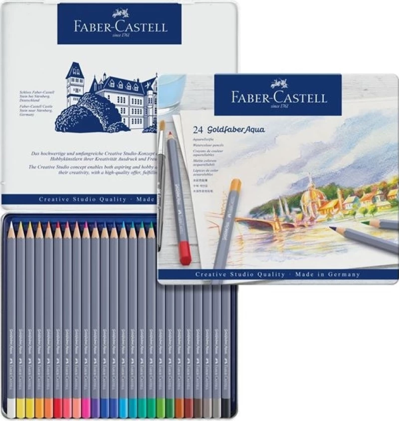 Faber-Castell Σετ Ξυλομπογιές Ακουαρέλας σε Μεταλλική Κασετίνα 24τμχ