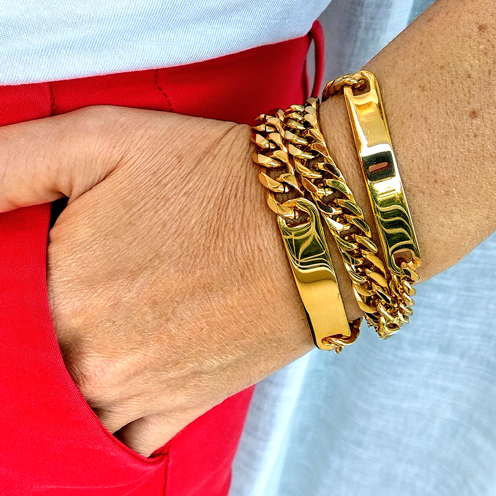 Βραχιόλι-ταυτότητα από ανοξείδωτο ατσάλι χρυσή 0.8