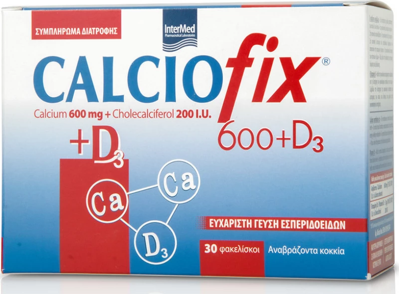 Intermed Calciofix Κοκκία 600mg ασβεστίου & 200IU D3 30 φακελίσκοι