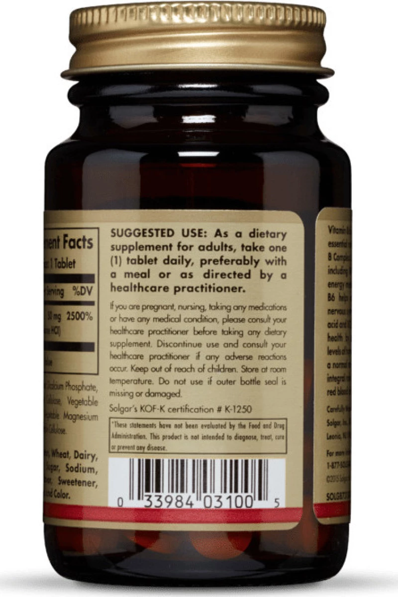 Solgar Vitamin B6 50mg 100 ταμπλέτες