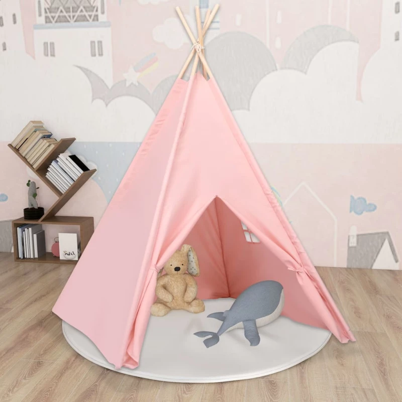 vidaXL Σκηνή Teepee Peach Skin με Σάκο Ροζ