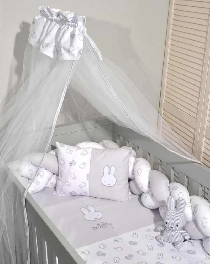 Miffy Σετ Σεντόνια Κούνιας 110x160cm Γκρι 3τμχ