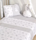 Miffy Σετ Σεντόνια Κούνιας 110x160cm Γκρι 3τμχ
