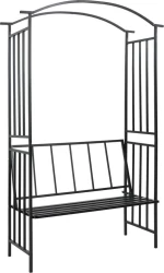 Αψίδα Κήπου με Παγκάκι Μαύρη 114x45x205cm Σιδερένια 47093
