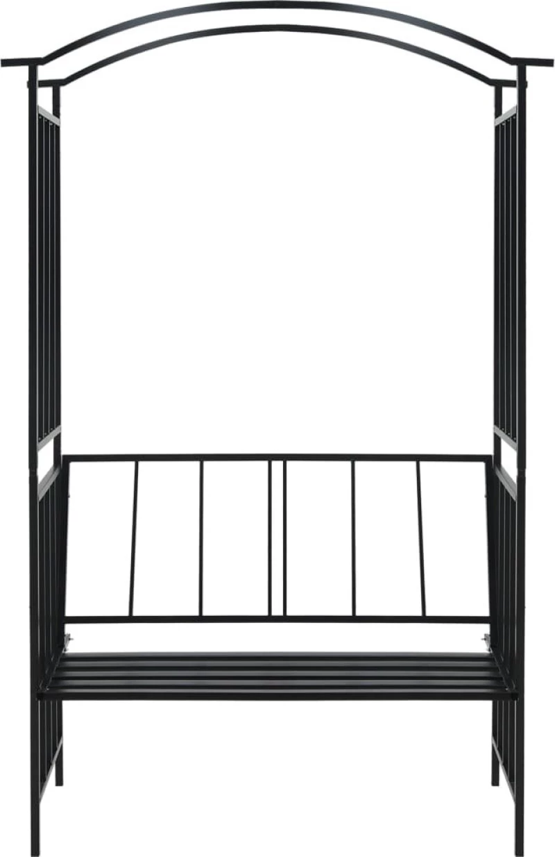 Αψίδα Κήπου με Παγκάκι Μαύρη 114x45x205cm Σιδερένια 47093