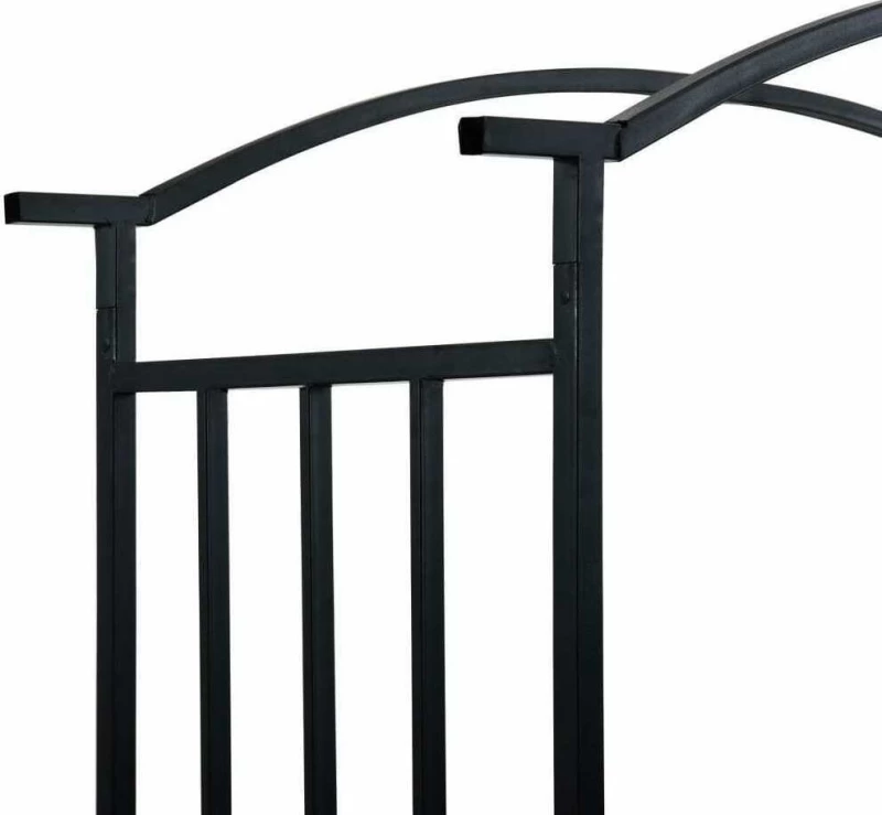 Αψίδα Κήπου με Παγκάκι Μαύρη 114x45x205cm Σιδερένια 47093