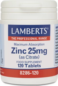 Lamberts Zinc 25mg (Citrate) 120 ταμπλέτες
