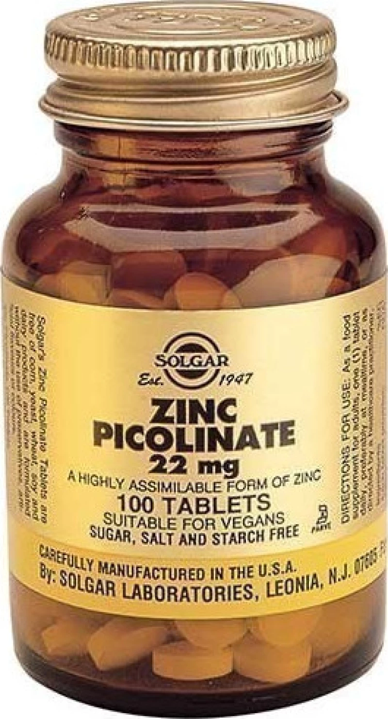 Solgar Zinc Picolinate 22mg 100 ταμπλέτες