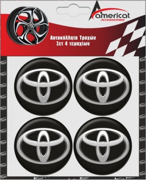 Americat Αυτοκόλλητα Ζαντών Toyota 6cm Χρωμίου Σμάλτου 4τμχ