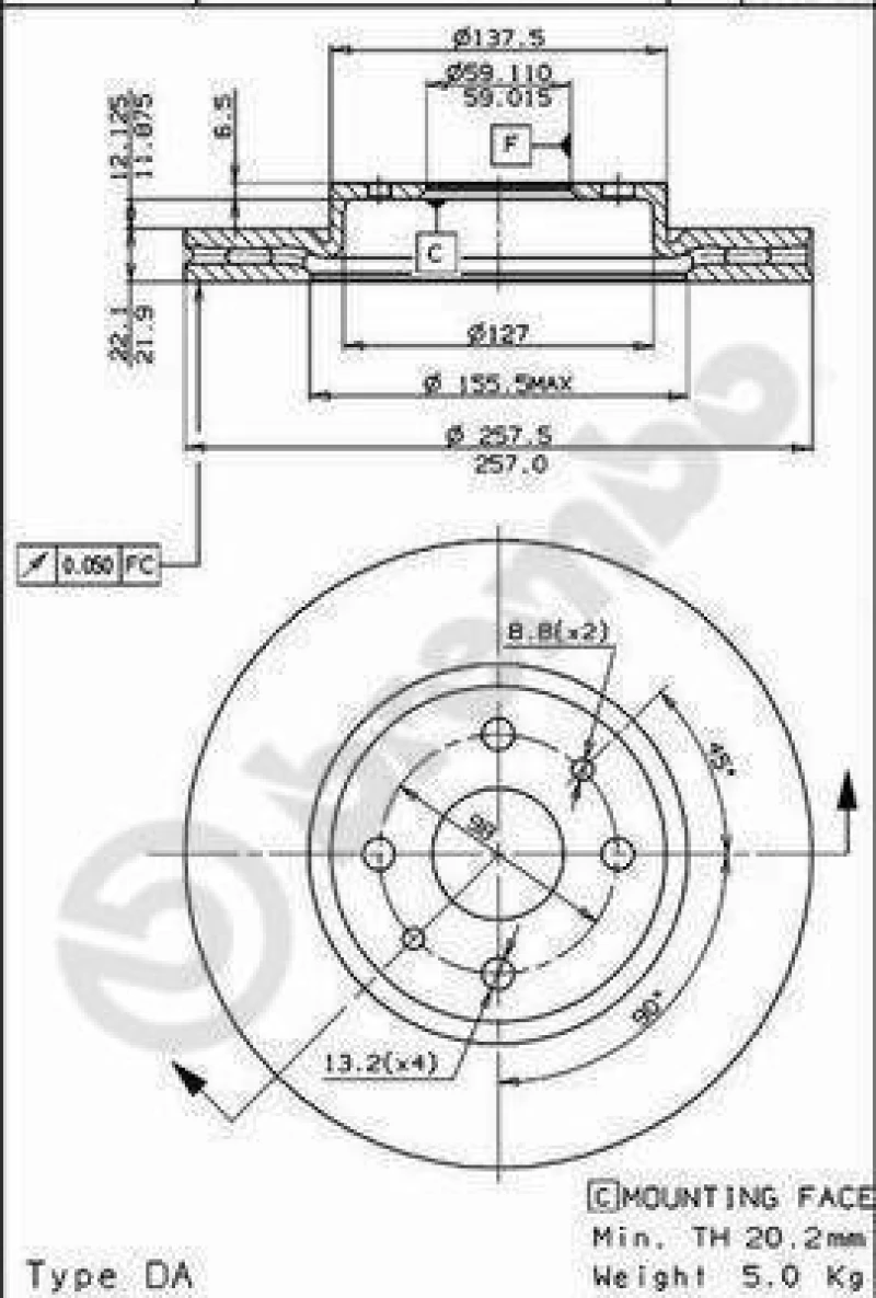 Σετ Δισκόπλακες εμπρός BREMBO 09.5843.10