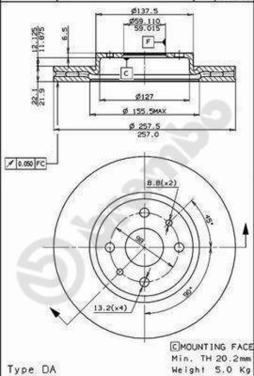 Σετ Δισκόπλακες εμπρός BREMBO 09.5843.10