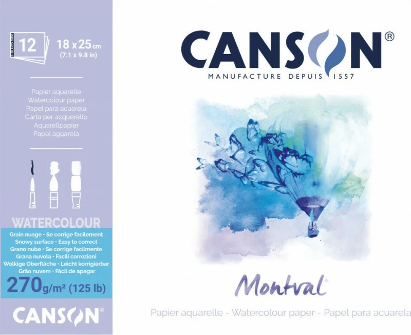Μπλοκ Canson Montval Aqua Snow 270gr 18x25cm 12 Φύλλα