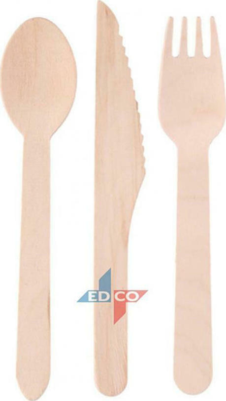 Μαχαιρι πηρούνιι κουτάλι ξύλινο s/3