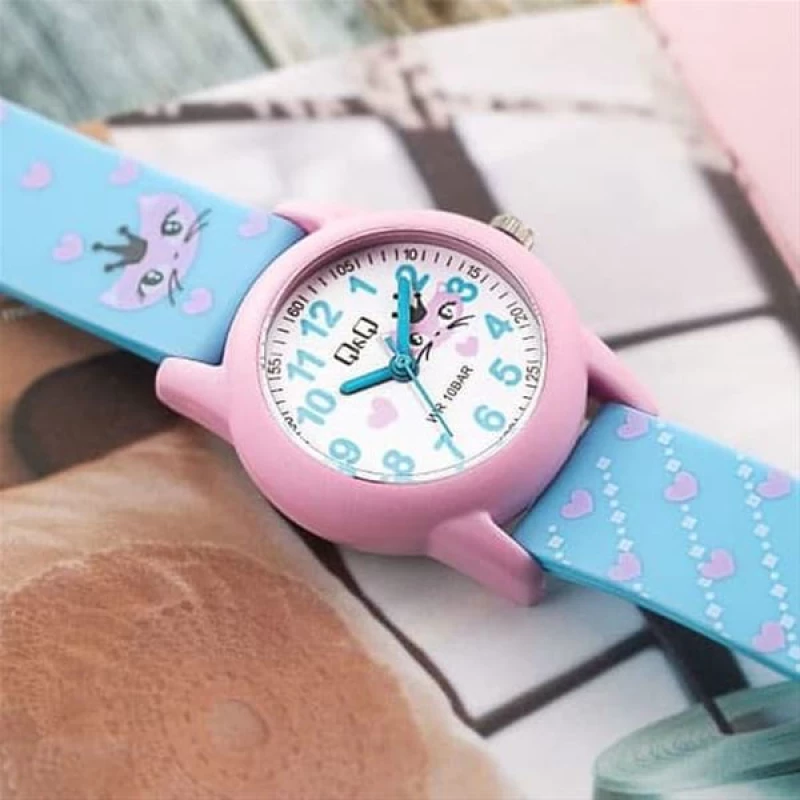 Q&Q Vr99J007Y Kids Light Blue Rubber Strap