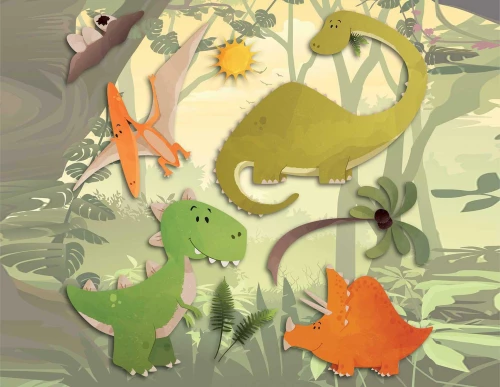 Dinosaurs αυτοκόλλητα 3 επιπέδων M