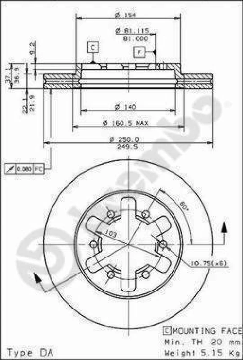 Σετ Δισκόπλακες εμπρός BREMBO 09.5059.10