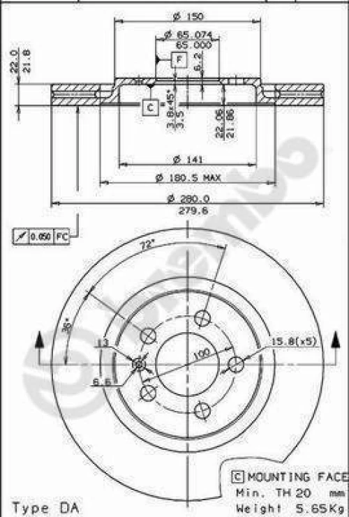 Brembo 09 5570 10 Δισκοι Φρενων GOLF-III-GTI