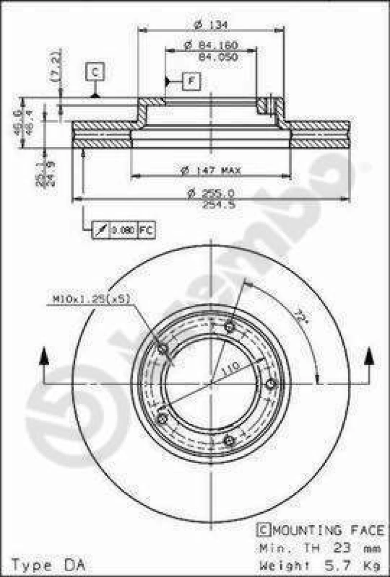Σετ Δισκόπλακες εμπρός BREMBO 09.6710.10