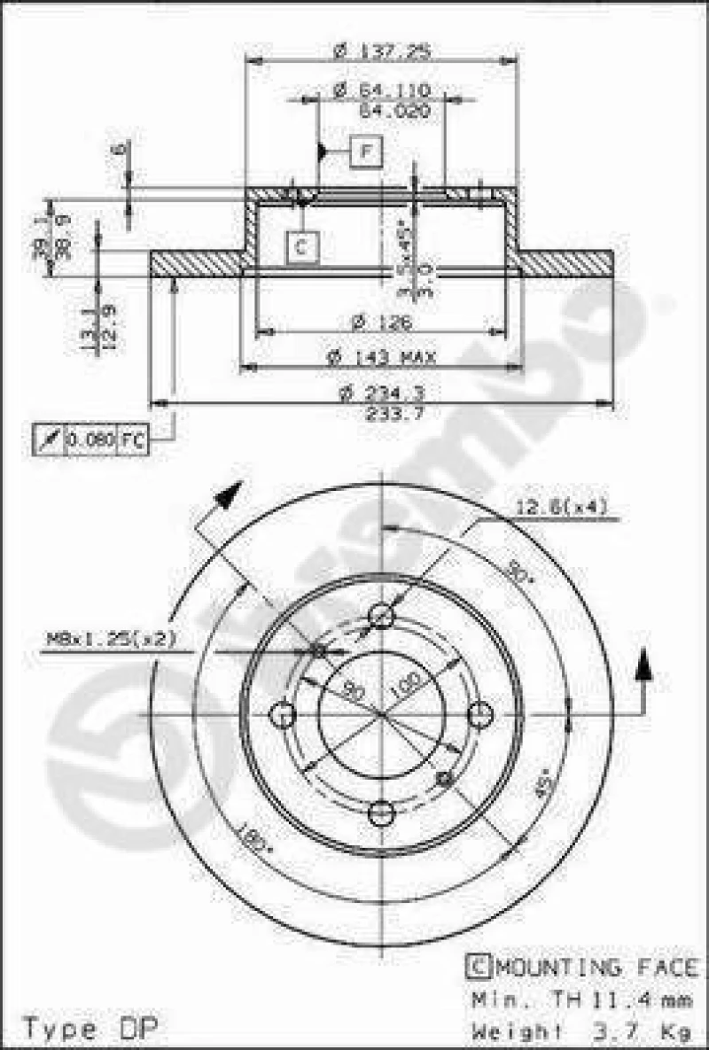 Brembo 08 5243 30 Δισκοι Φρενων COLT-LANCER-92-95