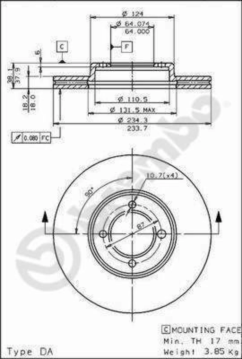 Brembo 09 5614 10 Δισκοι Φρενων COROLLA-GT-87