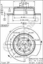 Σετ Δισκόπλακες πίσω BREMBO 08.1365.10