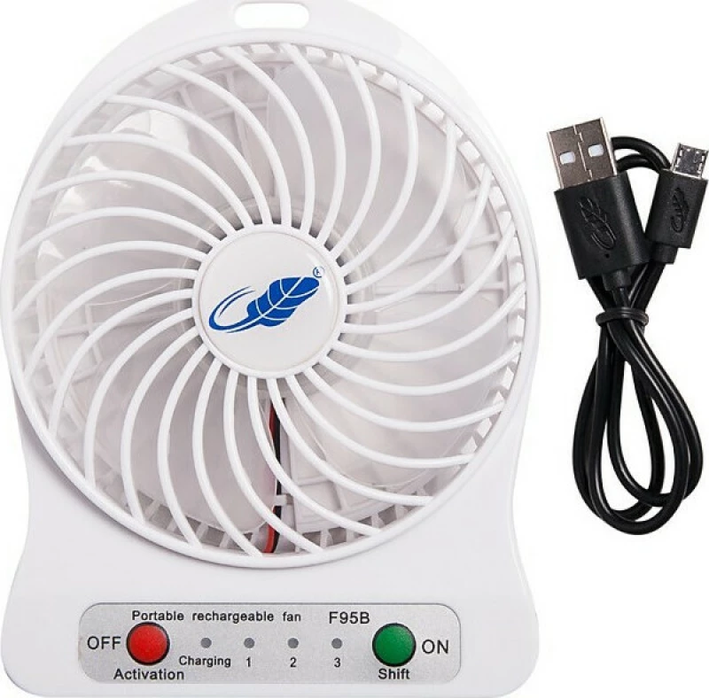 USB Fan with Rechargeable Battery White