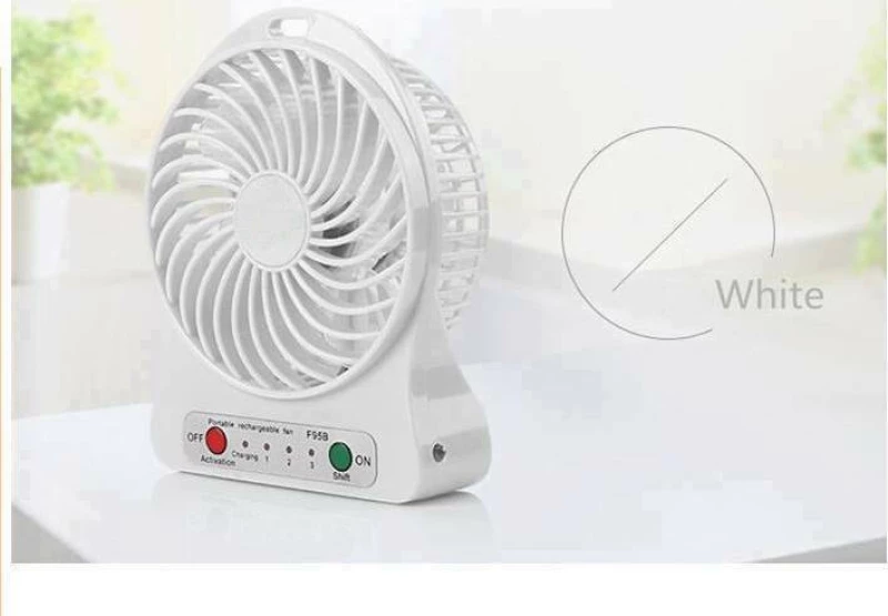 USB Fan with Rechargeable Battery White
