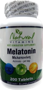Natural Vitamins Melatonin 1mg 200 ταμπλέτες