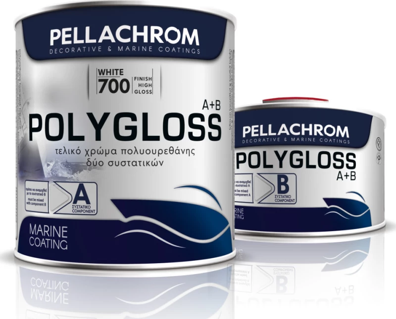 Pellachrom Polygloss A+B 700 Λευκό Τελικό Χρώμα Πολυουρεθάνης Δύο Συστατικών 750ml