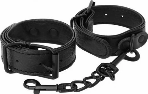 Darkness Textured Thin Handcuffs Vegan Leather